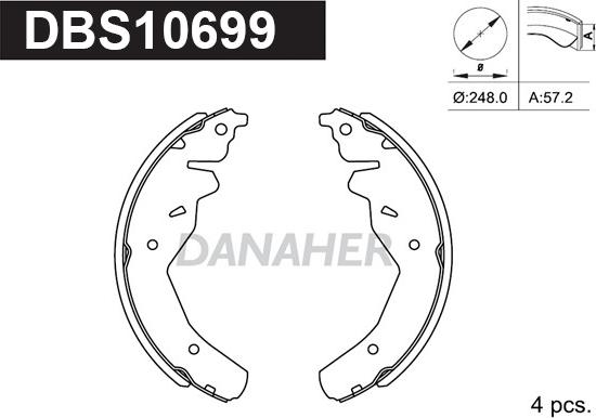 Danaher DBS10699 - Bremžu loku komplekts www.autospares.lv