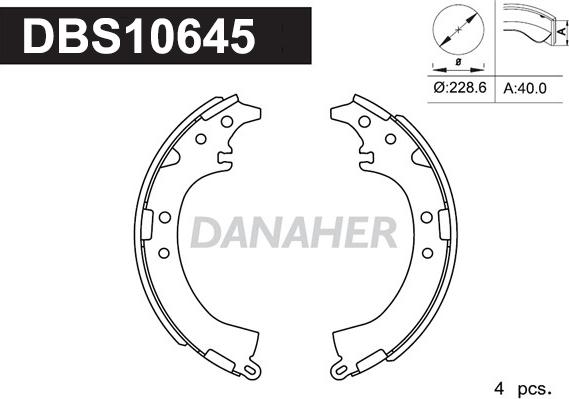 Danaher DBS10645 - Brake Shoe Set www.autospares.lv