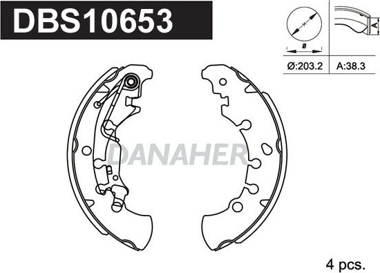 Danaher DBS10653 - Bremžu loku komplekts www.autospares.lv