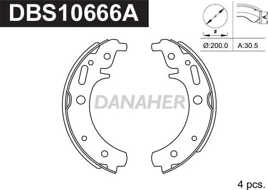 Danaher DBS10666A - Brake Shoe Set www.autospares.lv