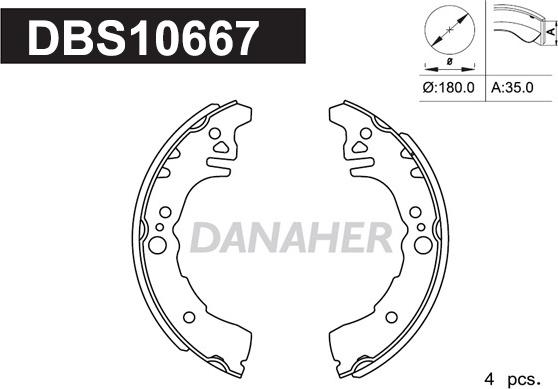 Danaher DBS10667 - Bremžu loku komplekts www.autospares.lv