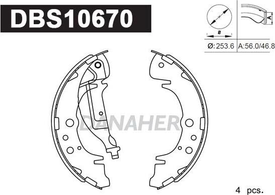 Danaher DBS10670 - Brake Shoe Set www.autospares.lv