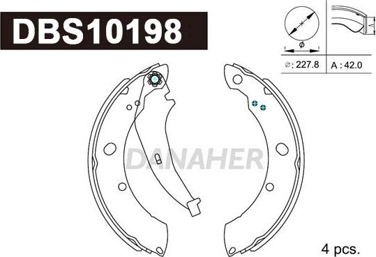 Danaher DBS10198 - Brake Shoe Set www.autospares.lv