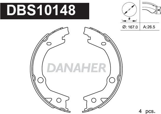 Danaher DBS10148 - Brake Shoe Set, parking brake www.autospares.lv