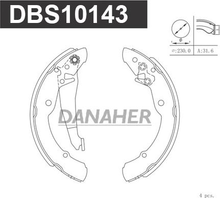 Danaher DBS10143 - Bremžu loku komplekts autospares.lv