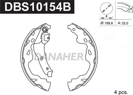 Danaher DBS10154B - Bremžu loku komplekts www.autospares.lv