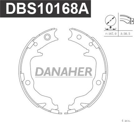 Danaher DBS10168A - Bremžu loku kompl., Stāvbremze www.autospares.lv