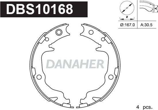 Danaher DBS10168 - Bremžu loku kompl., Stāvbremze www.autospares.lv