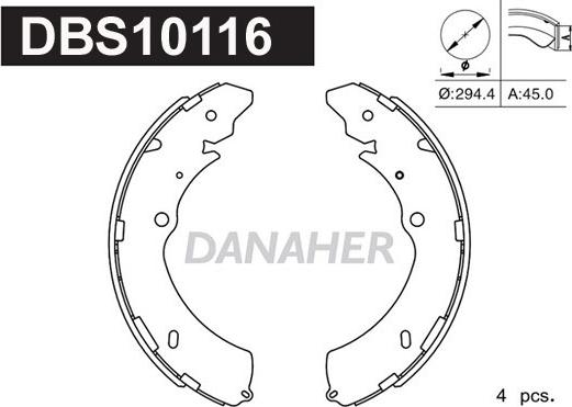 Danaher DBS10116 - Bremžu loku komplekts www.autospares.lv