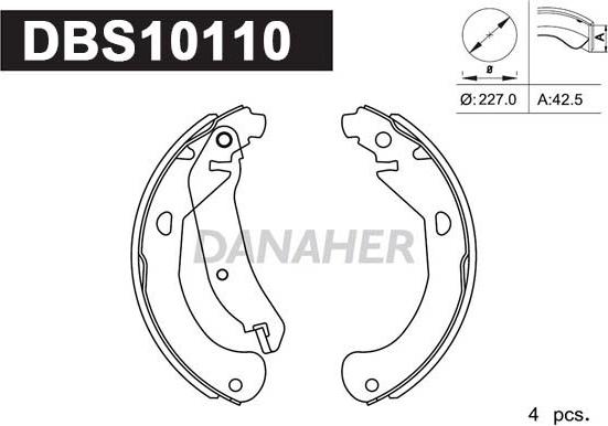 Danaher DBS10110 - Bremžu loku komplekts autospares.lv