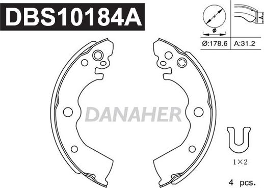 Danaher DBS10184A - Brake Shoe Set www.autospares.lv