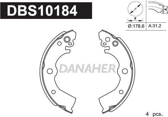 Danaher DBS10184 - Brake Shoe Set www.autospares.lv