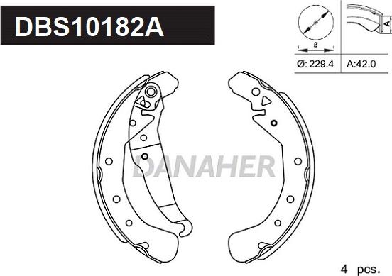 Danaher DBS10182A - Bremžu loku komplekts autospares.lv