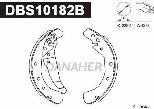 Danaher DBS10182B - Bremžu loku komplekts autospares.lv