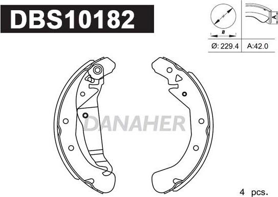 Danaher DBS10182 - Bremžu loku komplekts autospares.lv