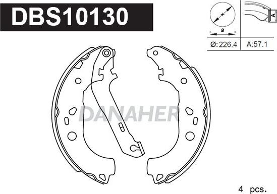 Danaher DBS10130 - Bremžu loku komplekts autospares.lv