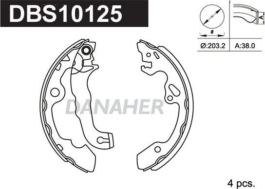 Danaher DBS10125 - Brake Shoe Set www.autospares.lv