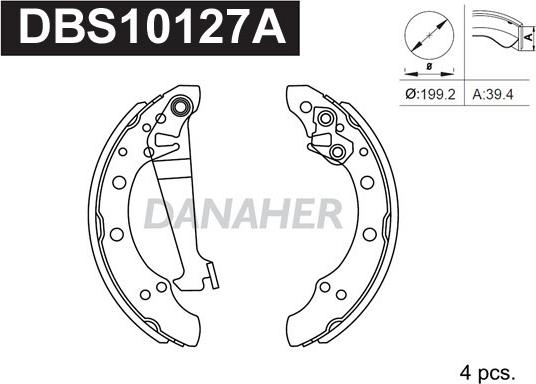 Danaher DBS10127A - Brake Shoe Set www.autospares.lv