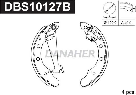 Danaher DBS10127B - Brake Shoe Set www.autospares.lv