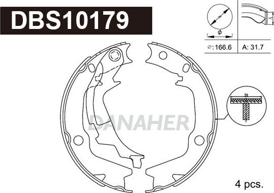 Danaher DBS10179 - Brake Shoe Set, parking brake www.autospares.lv