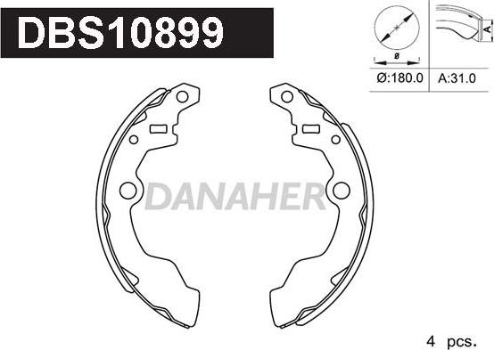 Danaher DBS10899 - Комплект тормозных колодок, барабанные www.autospares.lv