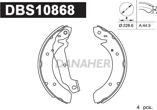 Danaher DBS10868 - Brake Shoe Set www.autospares.lv