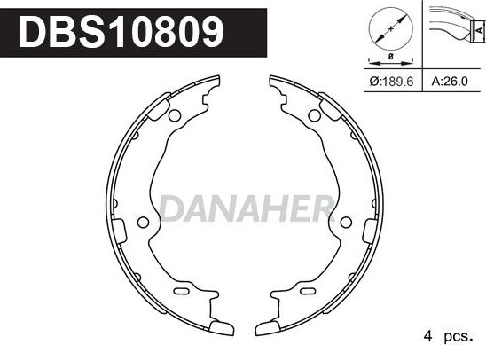 Danaher DBS10809 - Bremžu loku kompl., Stāvbremze autospares.lv