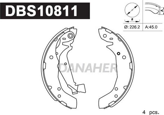 Danaher DBS10811 - Brake Shoe Set www.autospares.lv