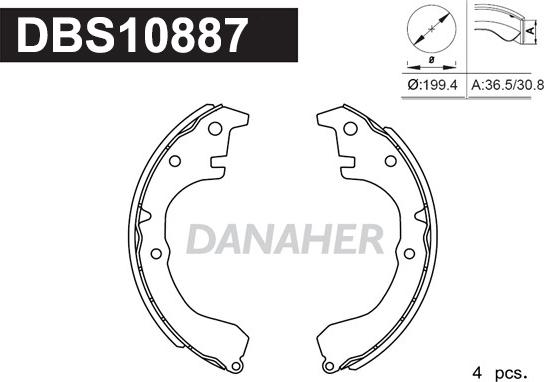 Danaher DBS10887 - Bremžu loku komplekts www.autospares.lv