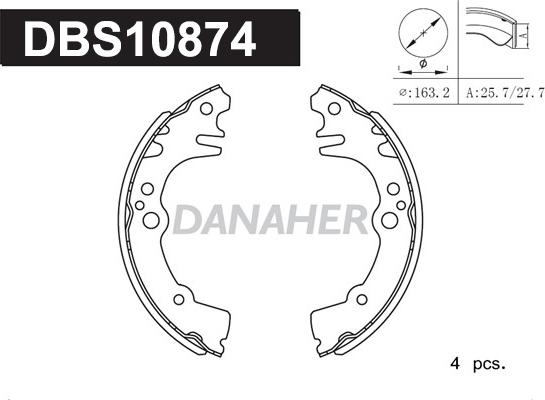 Danaher DBS10874 - Bremžu loku komplekts www.autospares.lv