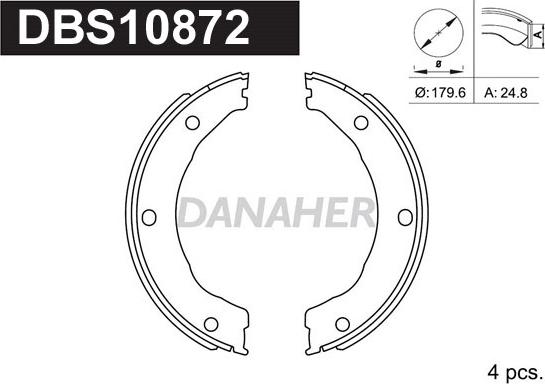 Danaher DBS10872 - Bremžu loku kompl., Stāvbremze autospares.lv