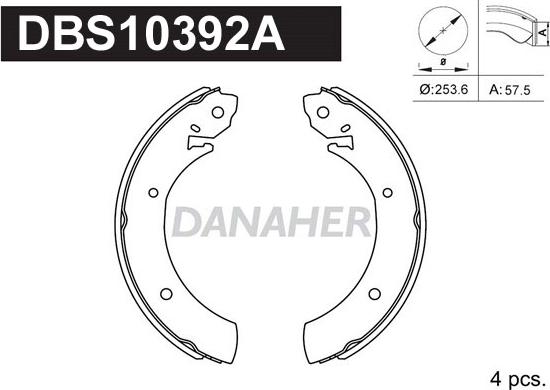 Danaher DBS10392A - Bremžu loku komplekts autospares.lv