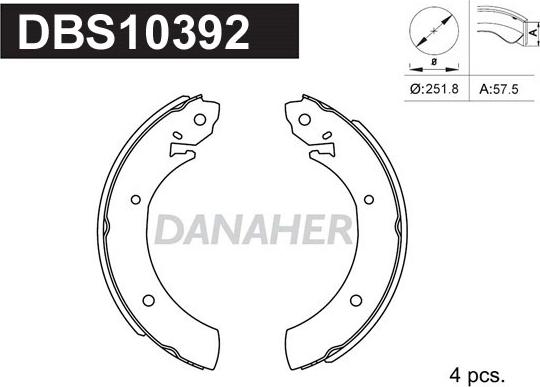 Danaher DBS10392 - Brake Shoe Set www.autospares.lv