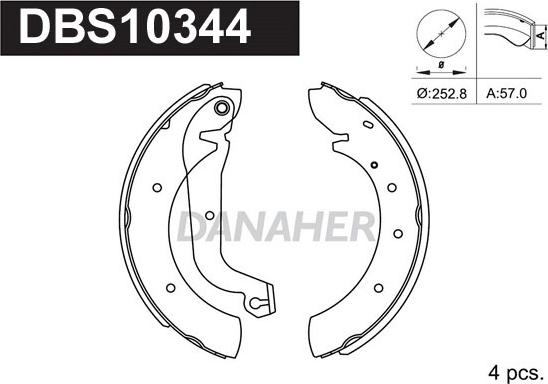 Danaher DBS10344 - Bremžu loku komplekts autospares.lv