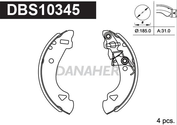 Danaher DBS10345 - Bremžu loku komplekts autospares.lv