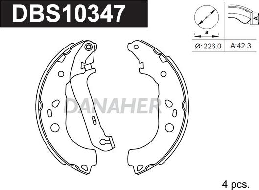 Danaher DBS10347 - Комплект тормозных колодок, барабанные www.autospares.lv