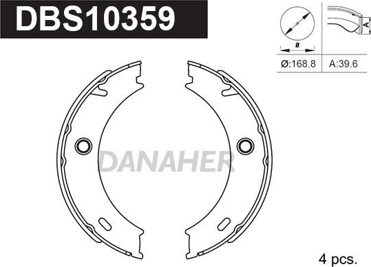 Danaher DBS10359 - Brake Shoe Set, parking brake www.autospares.lv