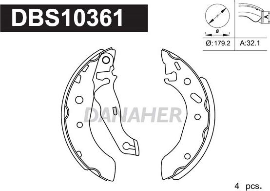 Danaher DBS10361 - Bremžu loku komplekts autospares.lv