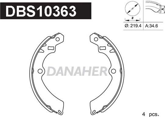 Danaher DBS10363 - Bremžu loku komplekts www.autospares.lv