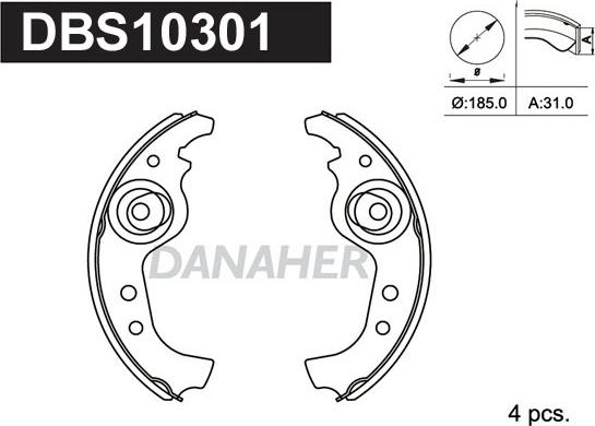 Danaher DBS10301 - Bremžu loku komplekts autospares.lv