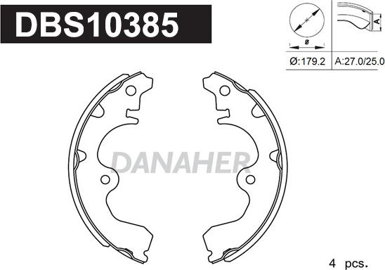 Danaher DBS10385 - Brake Shoe Set www.autospares.lv