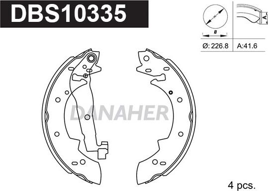 Danaher DBS10335 - Bremžu loku komplekts autospares.lv