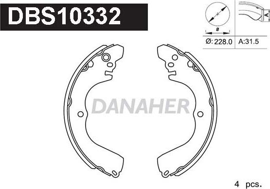 Danaher DBS10332 - Brake Shoe Set www.autospares.lv