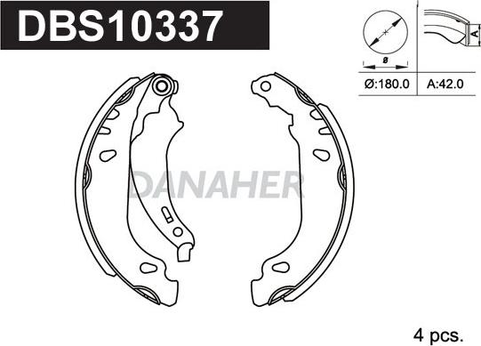 Danaher DBS10337 - Bremžu loku komplekts autospares.lv