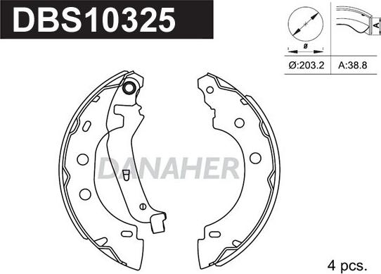 Danaher DBS10325 - Bremžu loku komplekts www.autospares.lv