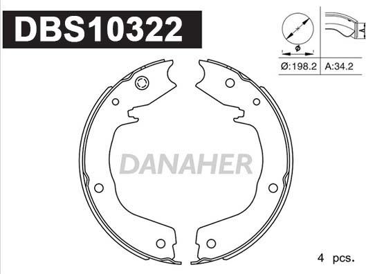 Danaher DBS10322 - Bremžu loku kompl., Stāvbremze www.autospares.lv