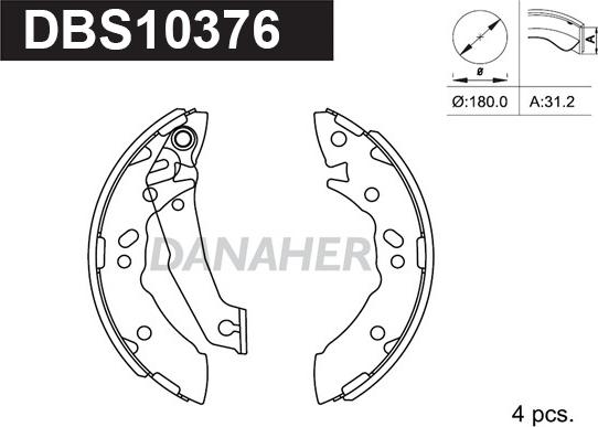 Danaher DBS10376 - Bremžu loku komplekts www.autospares.lv