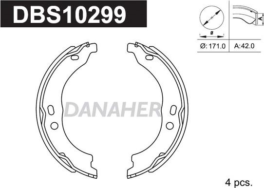 Danaher DBS10299 - Bremžu loku kompl., Stāvbremze autospares.lv