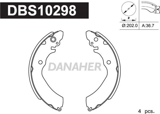 Danaher DBS10298 - Bremžu loku komplekts www.autospares.lv