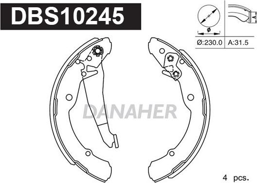 Danaher DBS10245 - Bremžu loku komplekts autospares.lv